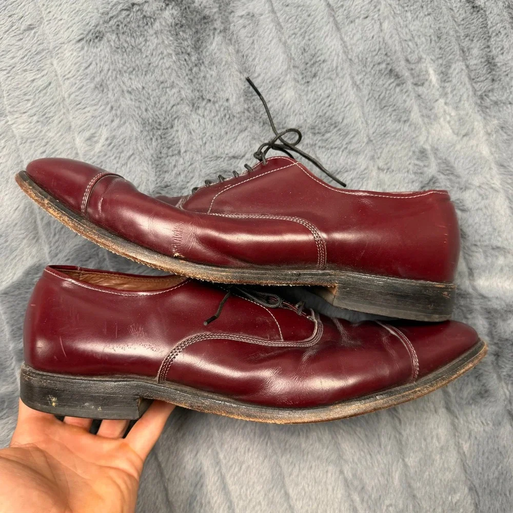 Allen Edmonds Park Avenue Burgundy Leather Cap Toe Oxford Shoes Mens 11 EE 5675